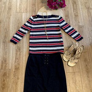 Red/white/blue striped sweater Size Small